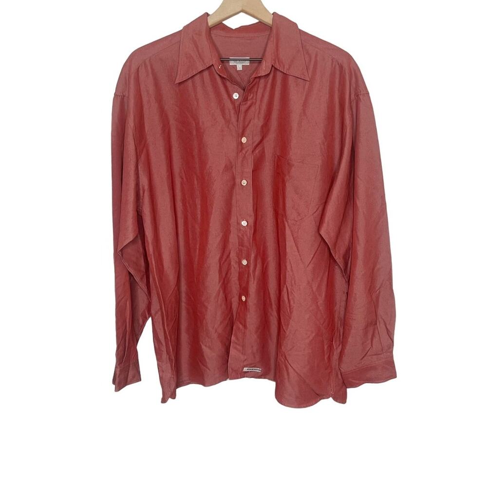 TED BAKER Shirt Specialist London Men's 4 Long Sleeve Dress Shirt Rust Red Large
